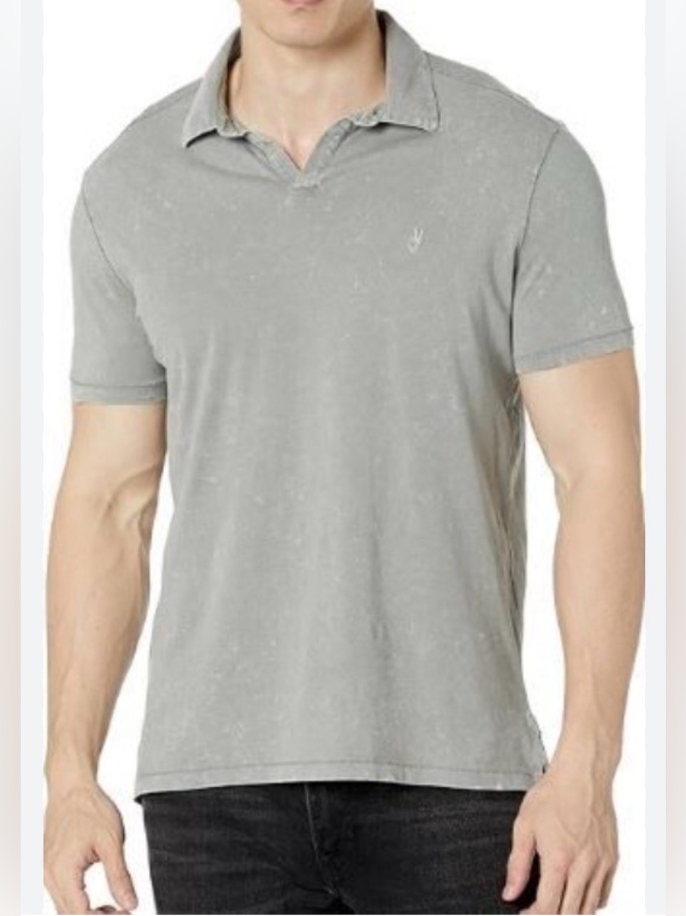 John Varvatos EUC Marble Wash Gray Polo Shirt Short Sleeve Men's Size XL